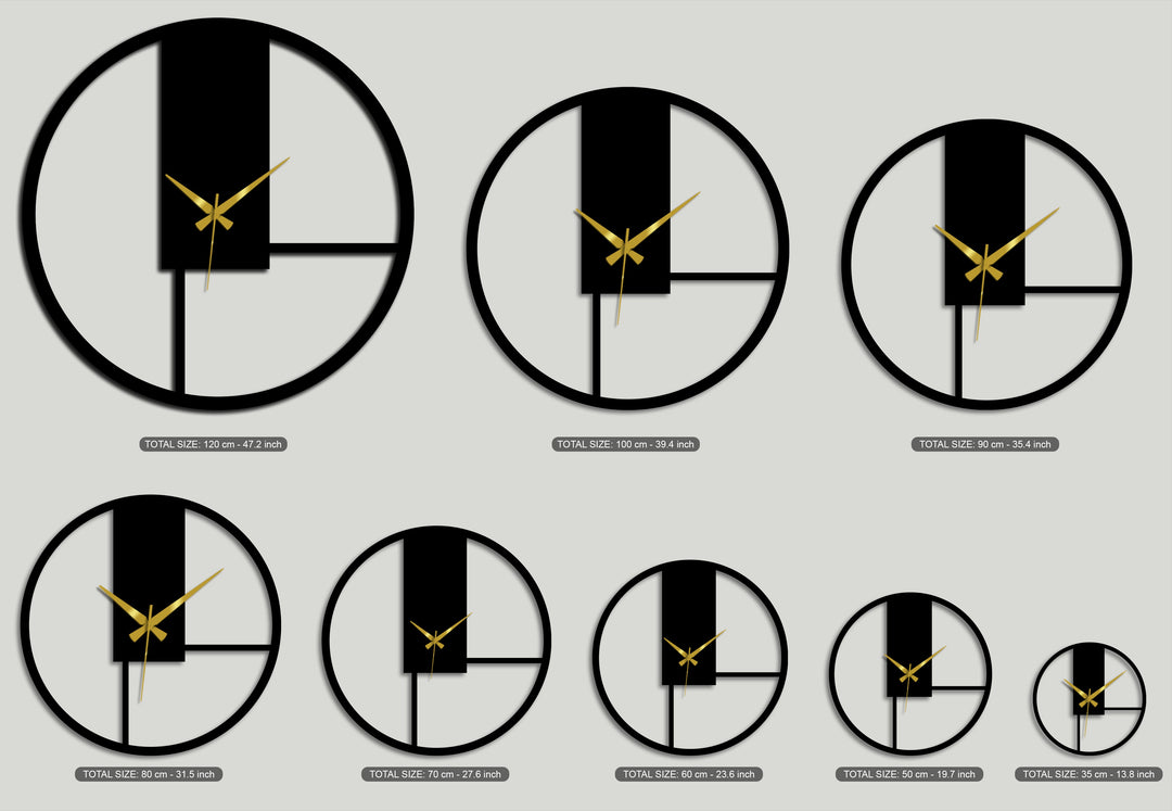 Minimal Geometric Panel Metal Wall Clock