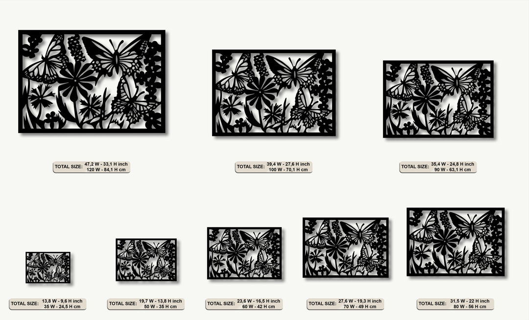 Butterfly Garden Metal Wall Art – Floral Nature Silhouette Panel