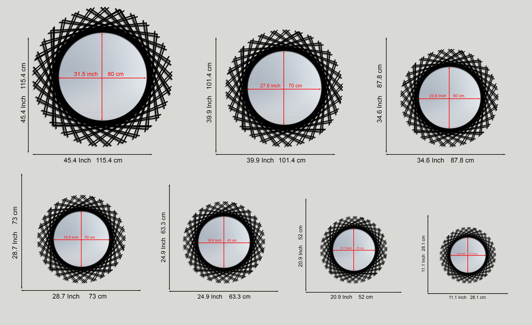 Layered Line Round Decorative Wall Mirror – Modern Geometric Mirror Wall Decor