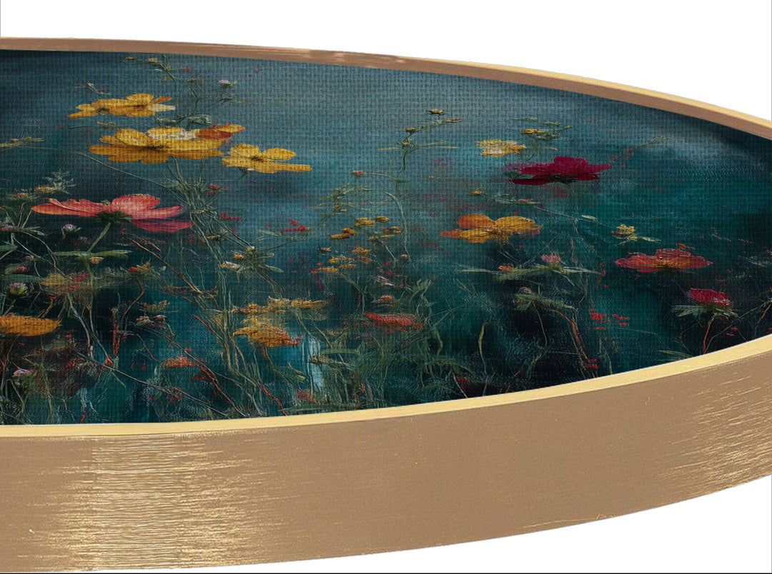 Wild Meadow Bloom Round Canvas Print – Colorful Floral Wall Art