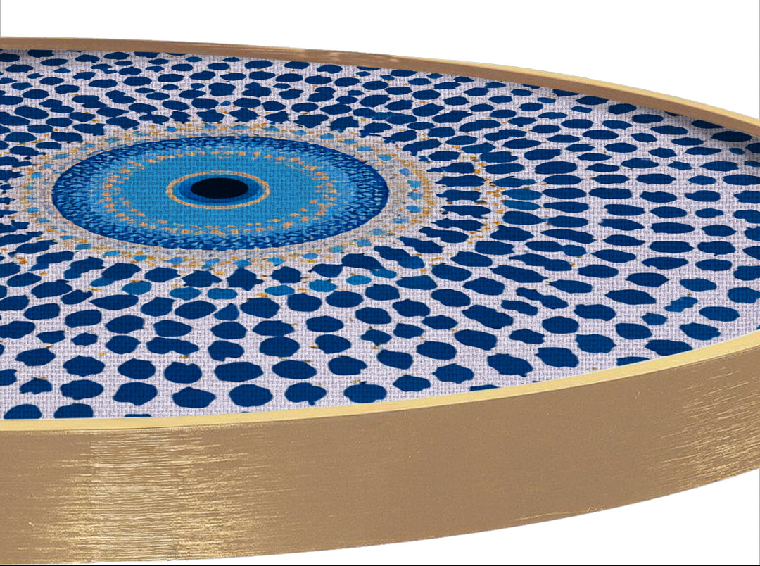 Tableau rond Mandala Œil bleu maléfique–Symbole protecteur