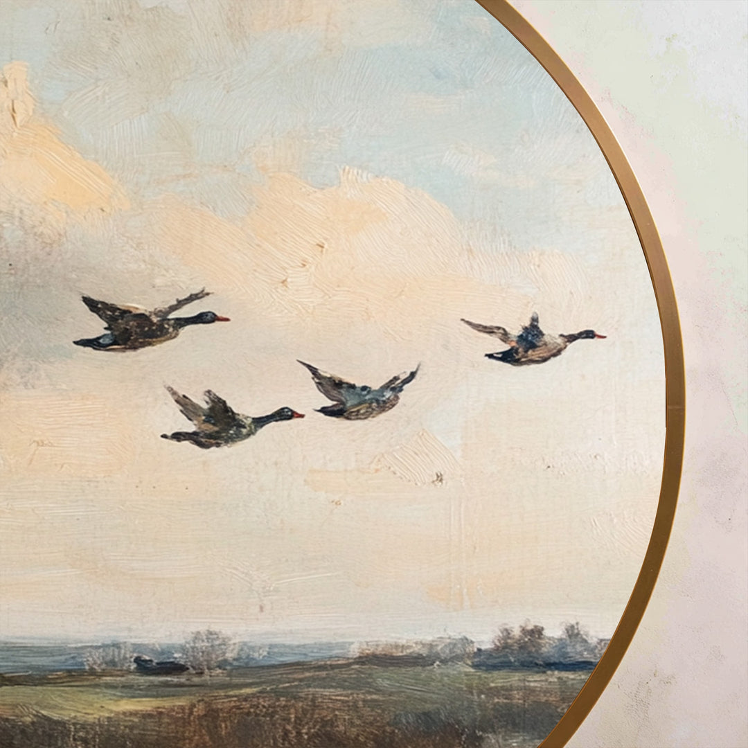 Migrazione silenziosa – Anatre volanti d'epoca Quadro a Olio
