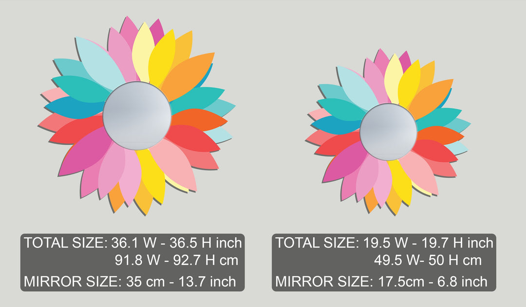 Colorful Petal Round Metal Wall Mirror – Vibrant Floral Design