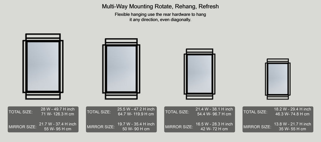 Geometric Layered Frame Rectangular Floor Mirror with Minimal Black Lines