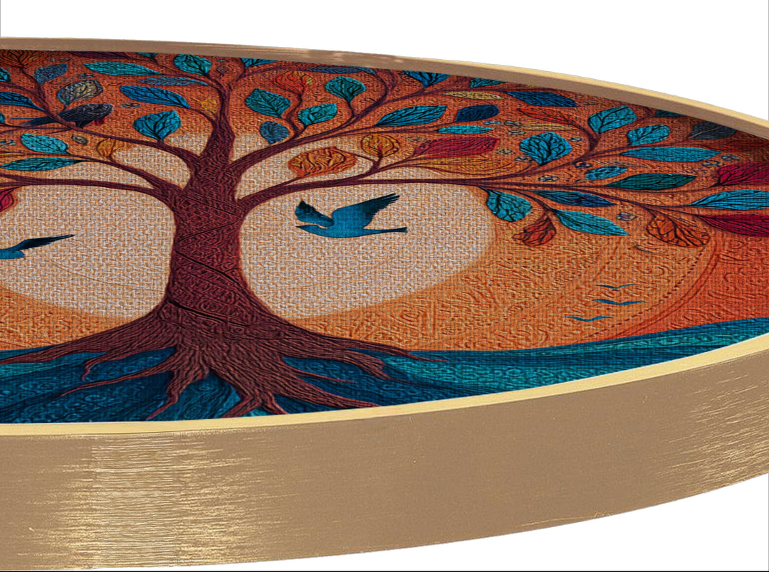 Vibrant Tree of Life Round Canvas Print – Colorful Nature Art