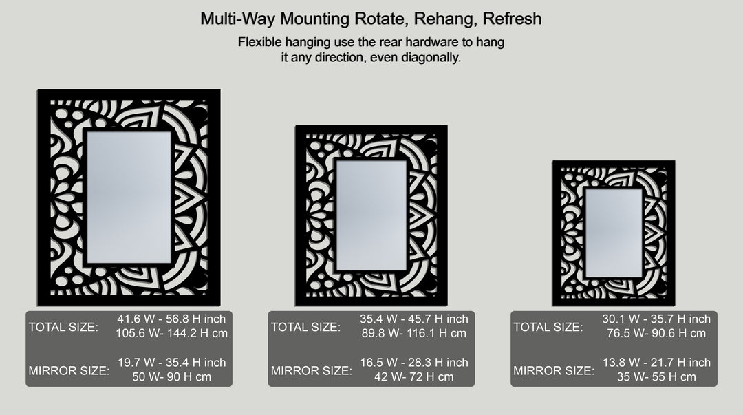 Abstract Mandala Frame Metal Floor Mirror – Modern Pattern Design