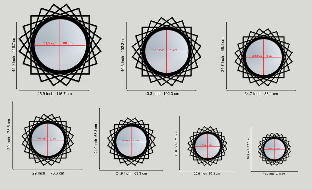 Geometric Halo Round Decorative Wall Mirror – Modern Structured Mirror Wall Decor