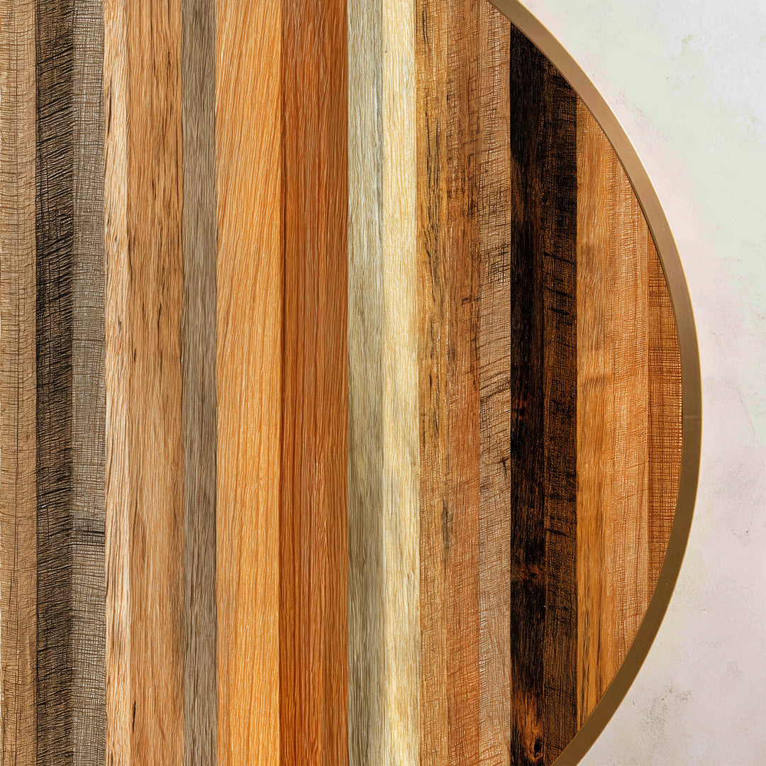 Ritmo natural – Redondo con veta vertical de madera Cuadro al óleo Arte de pared