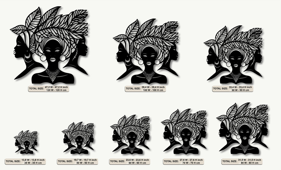 African Women Silhouette Metal Wall Art – Cultural Portrait Decor