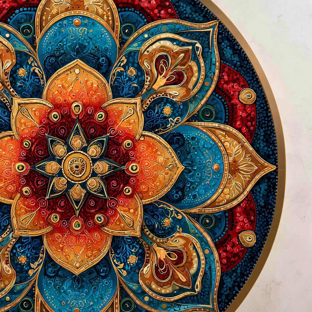 Mandala Joya Radiante – Ornamental Redonda Cuadro al óleo sobre madera