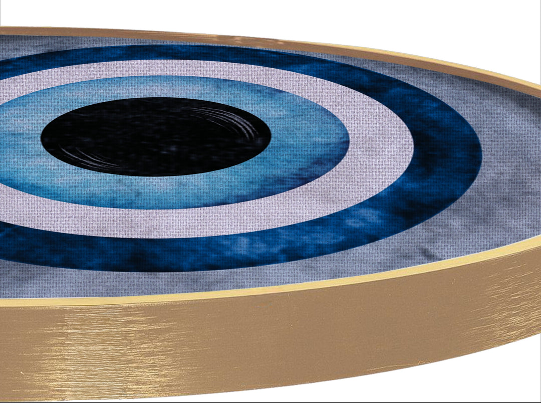Blue Evil Eye Symbol Round Canvas Print – Minimal Protection Wall Art