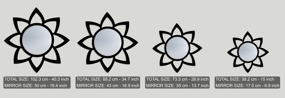 Minimal Petal Floor Mirror Black