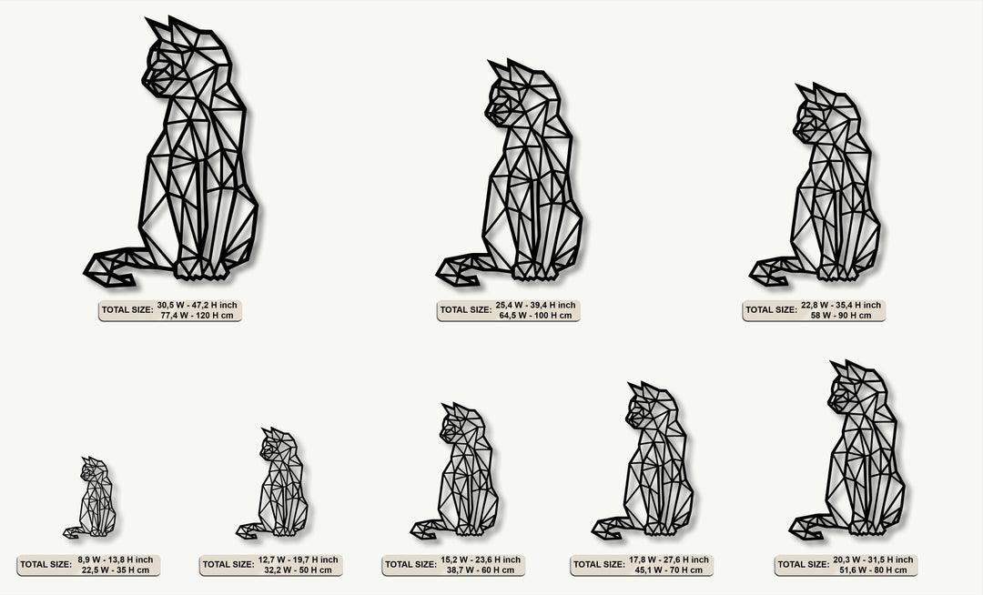 Geometric Sitting Cat – Modern Line Art Metal Wall Art