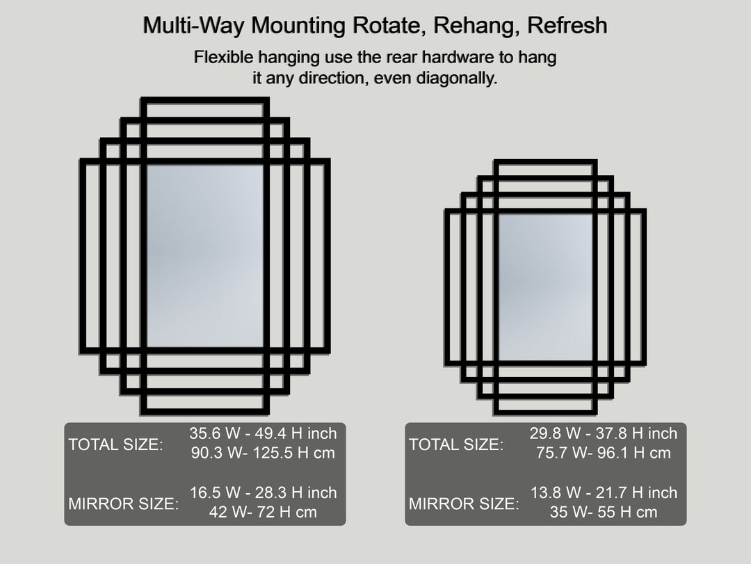 Symmetry Grid Metal Floor Mirror – Modern Layered Frame Design