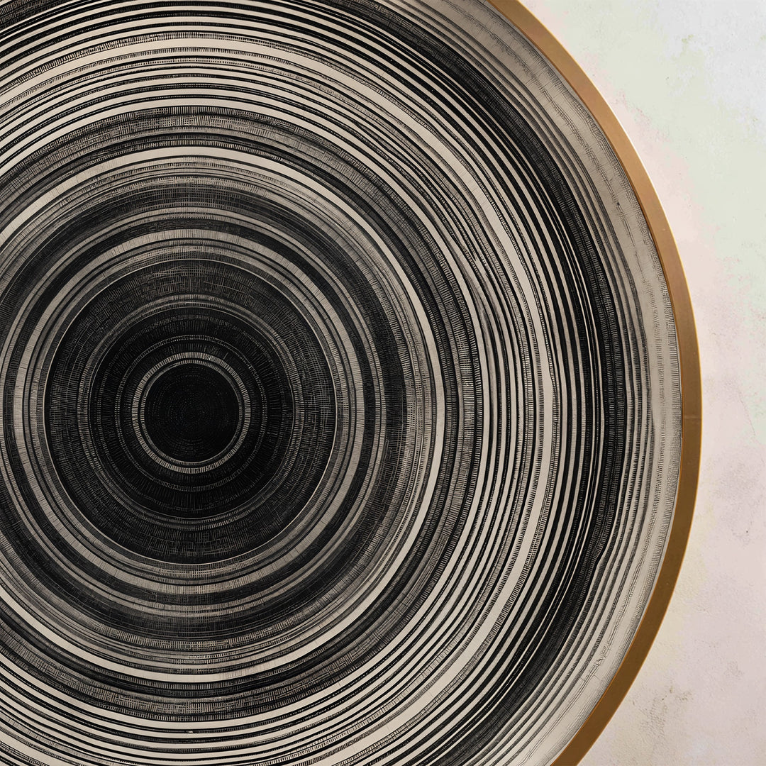 Pulso monocromático: minimalista circular de madera Cuadro al óleo Arte de pared
