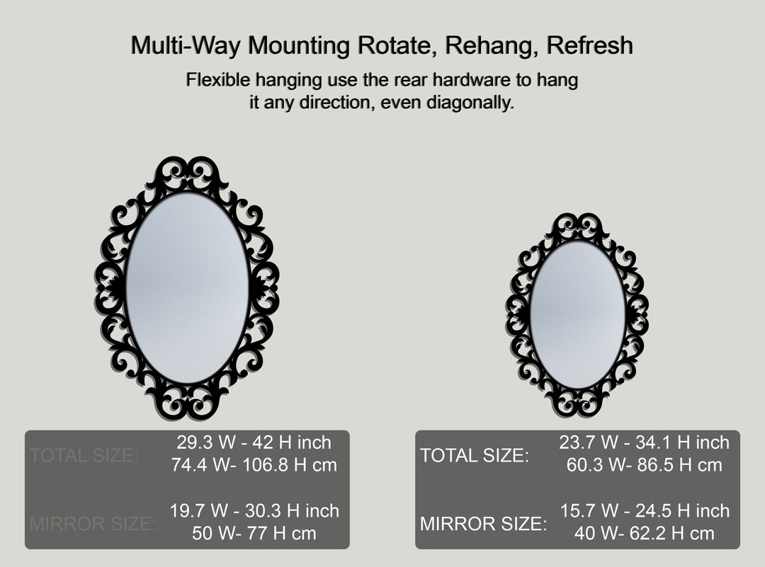 Ornate Scroll Oval Decorative Wall Mirror – Elegant Botanical Mirror Wall Decor