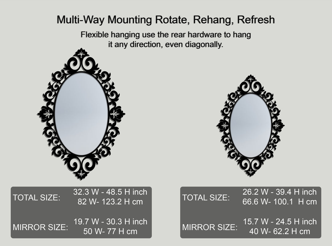 Regal Scroll Oval Decorative Wall Mirror – Elegant Ornamental Mirror Wall Decor