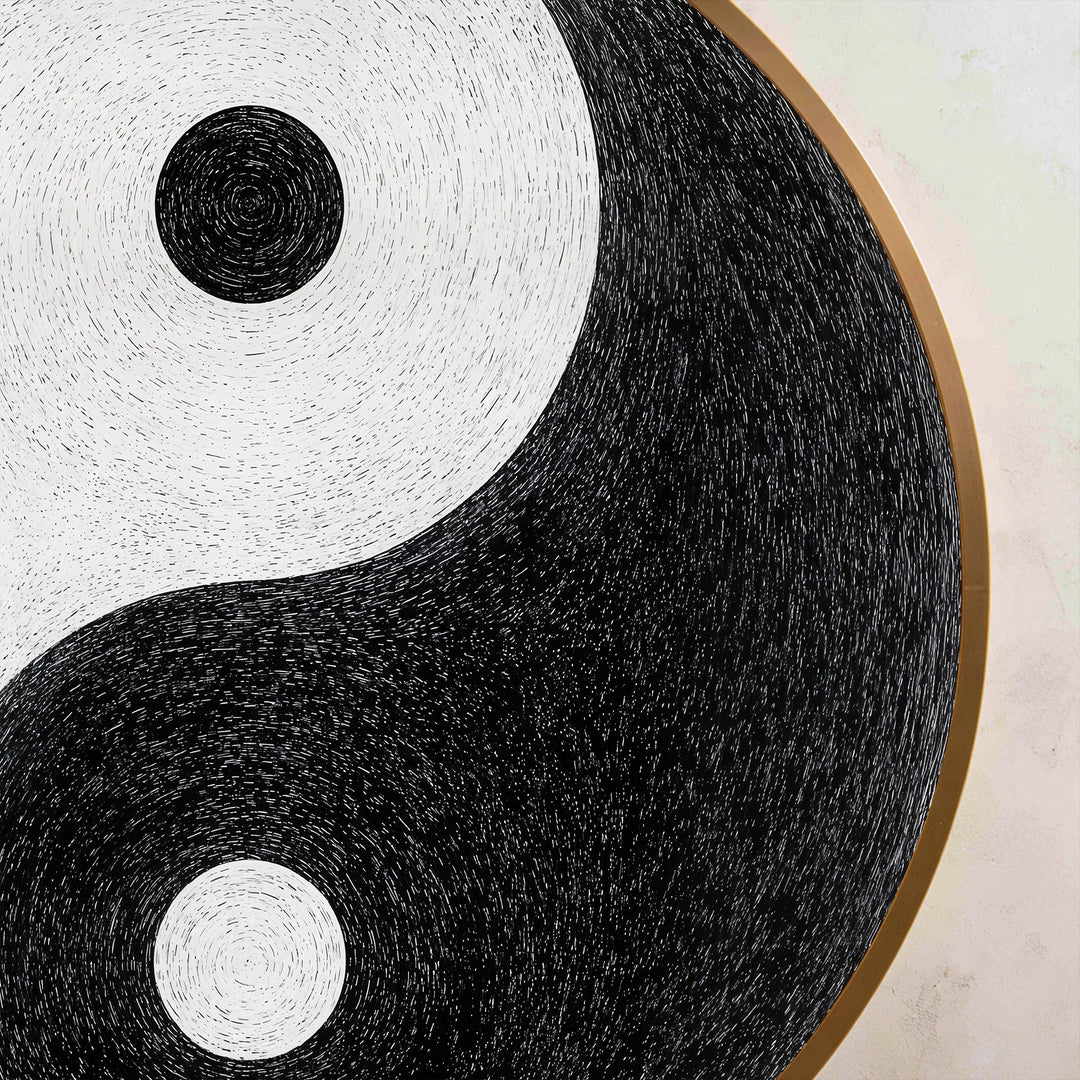 Équilibre éternel–Rond minimaliste Yin Yang Tableau Peinture à l’huile