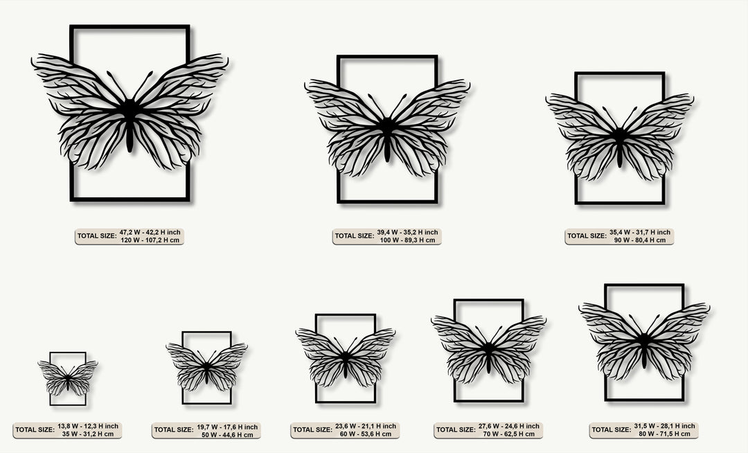 Ethereal Butterfly Frame Metal Wall Art – Elegant Nature Silhouette Decor