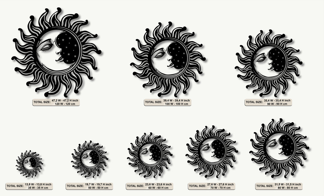 Sun and Moon Metal Wall Art – Celestial Face Design