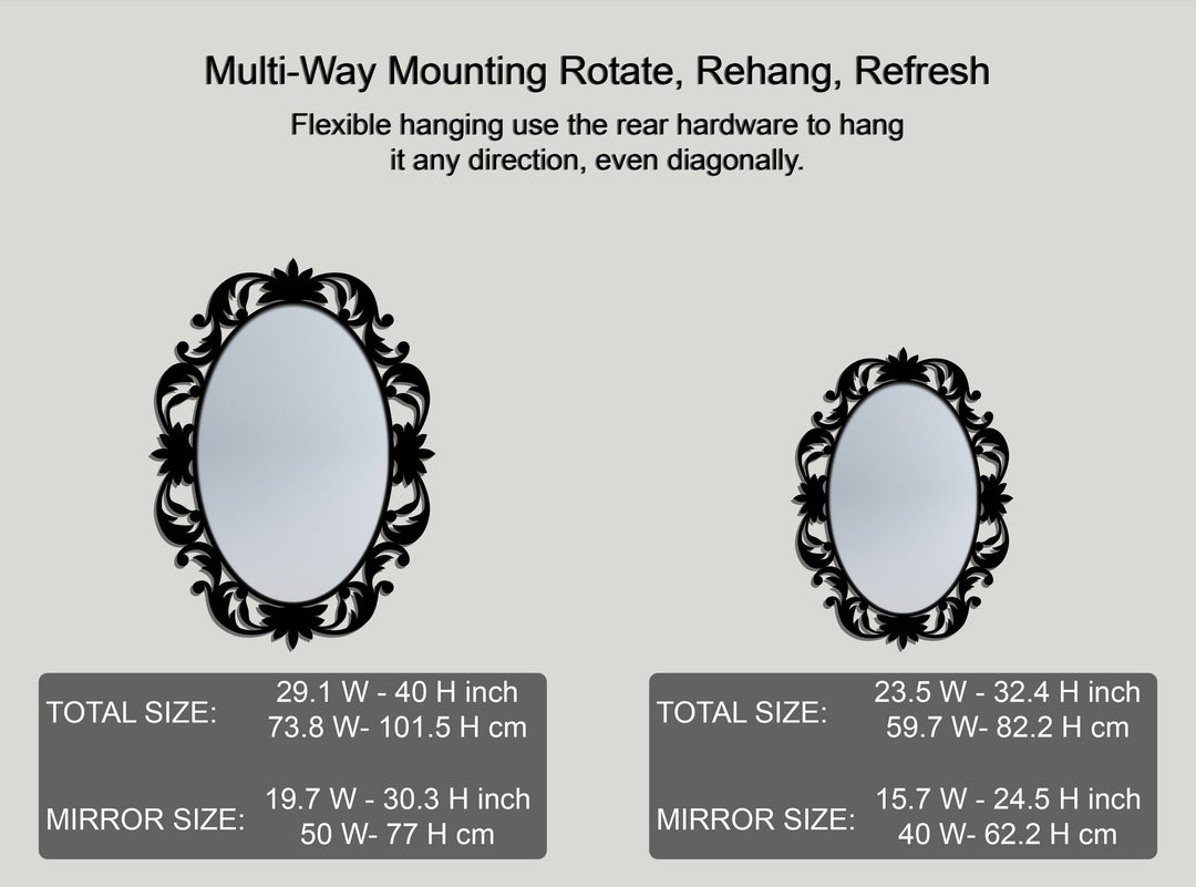 Victorian Grace Floral Oval Floor Mirror