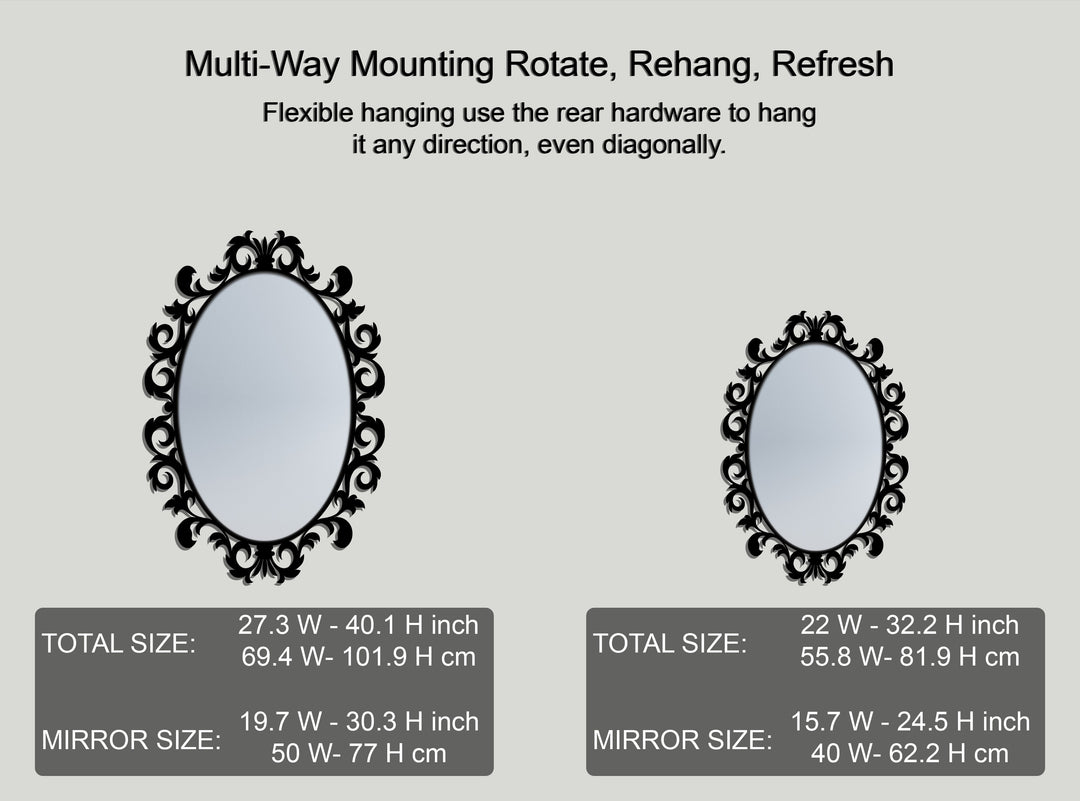 Royal Scroll Oval Decorative Wall Mirror – Classic Ornamental Mirror Wall Decor