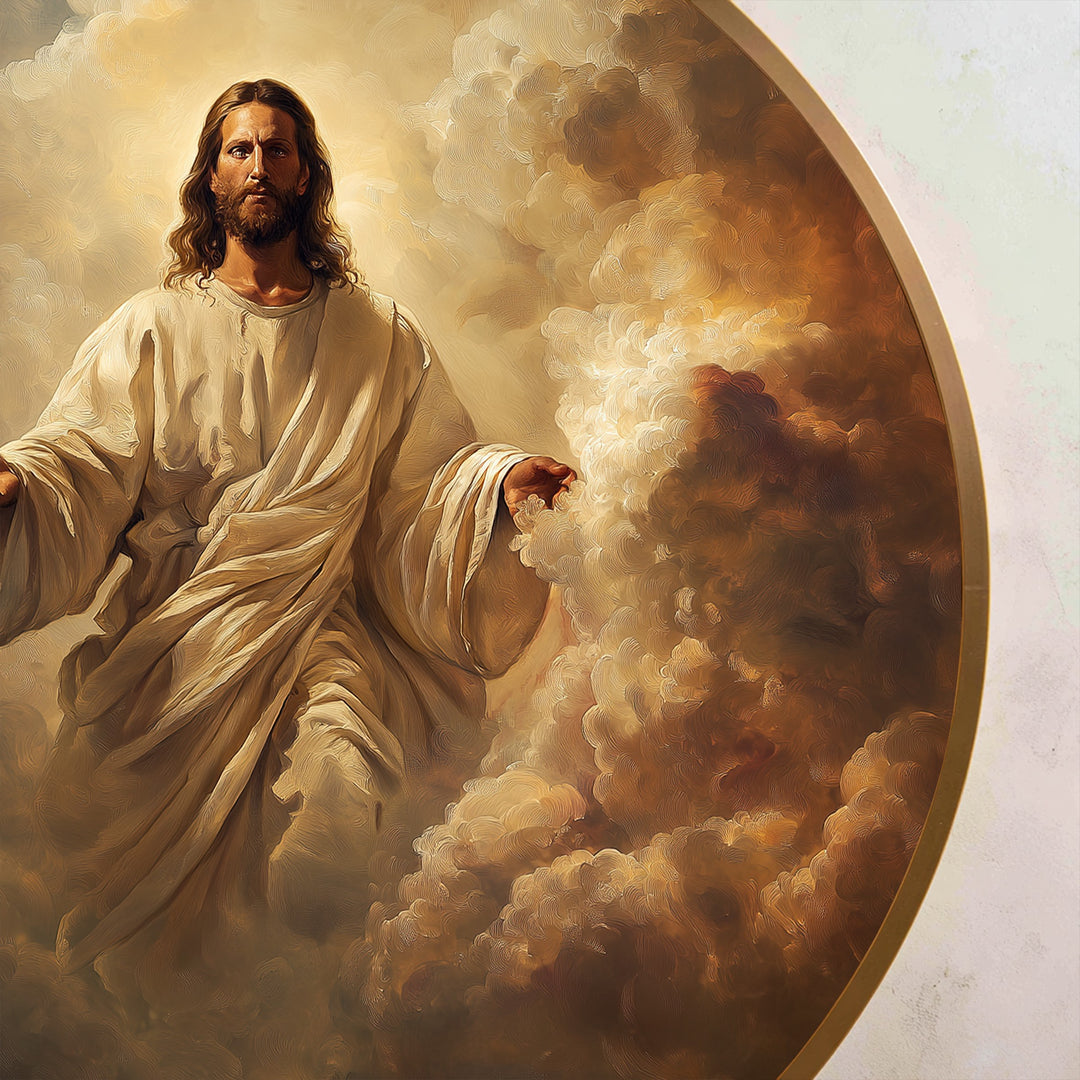 Gracia Celestial – Cristo Radiante en las Nubes Cuadro al óleo