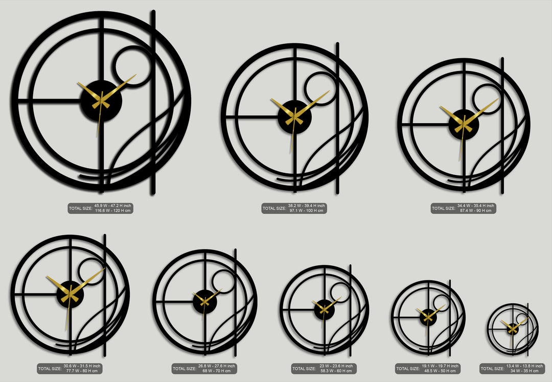 Abstract Circular Line Modern Metal Wall Clock