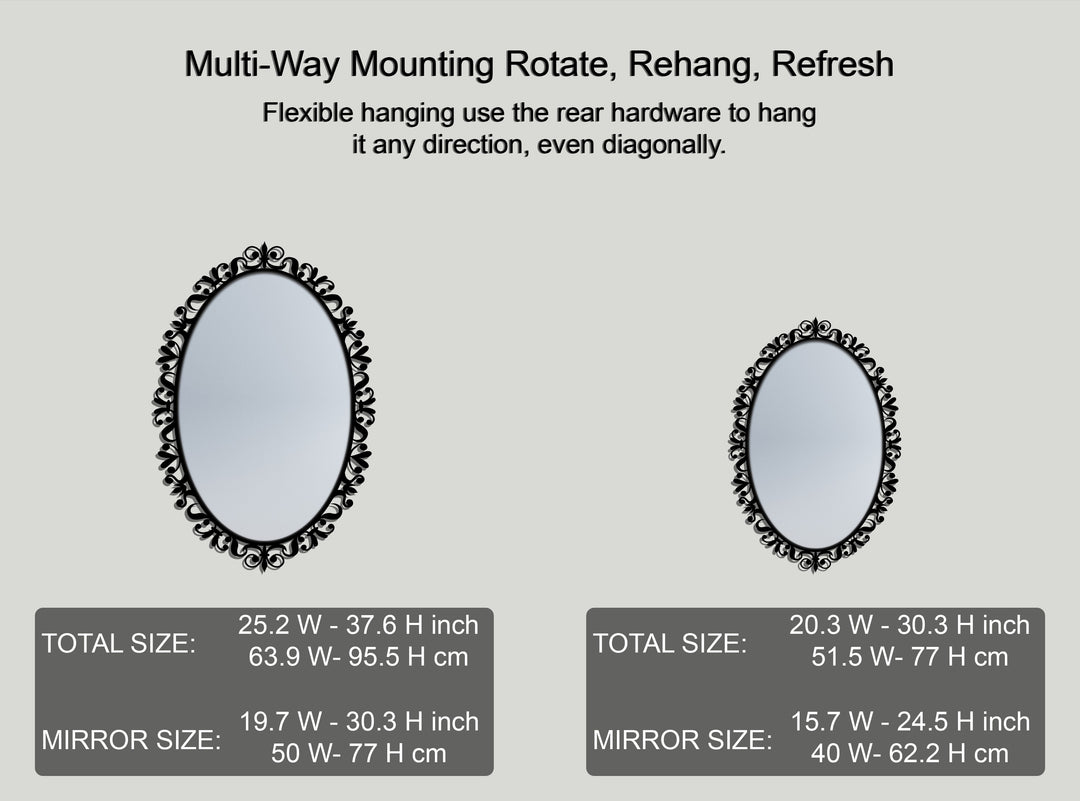 Elegance Curl Oval Decorative Wall Mirror – Classic Scroll Accent Mirror