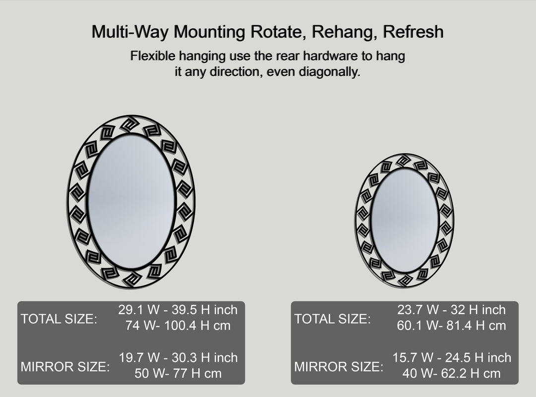 Geometric Maze Oval Decorative Wall Mirror – Modern Pattern Accent