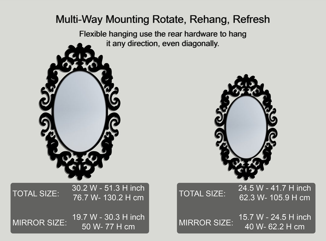 Baroque Scroll Oval Decorative Wall Mirror – Classic Accent Design