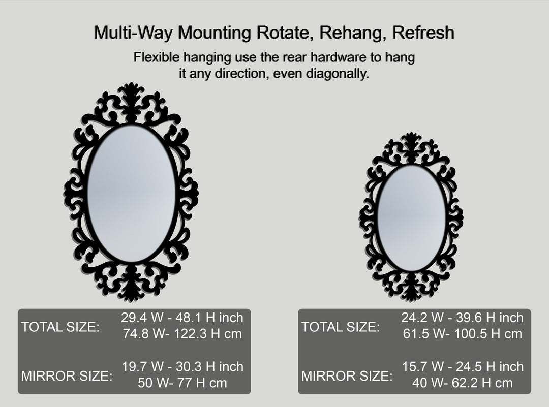 Baroque Ornamental Oval Decorative Wall Mirror – Classic Accent Design