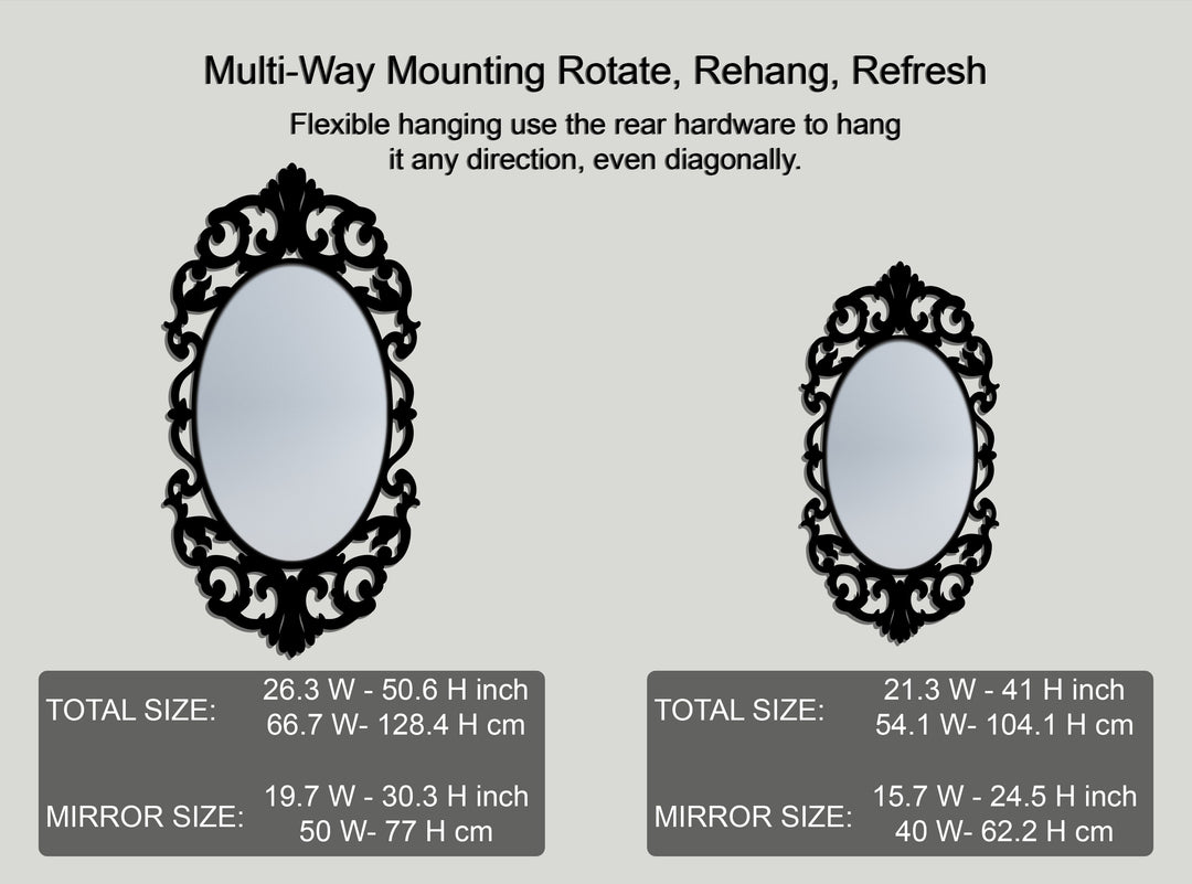 Regal Scrollwork Oval Decorative Wall Mirror – Classic Elegance Frame