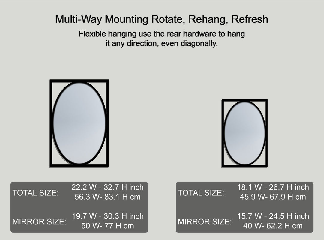 Modern Oval Framed Wall Mirror – Minimalist Rectangle Accent