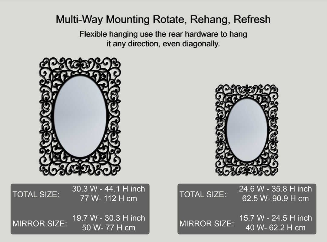 Regal Scrollwork Oval Wall Mirror – Baroque Frame Accent
