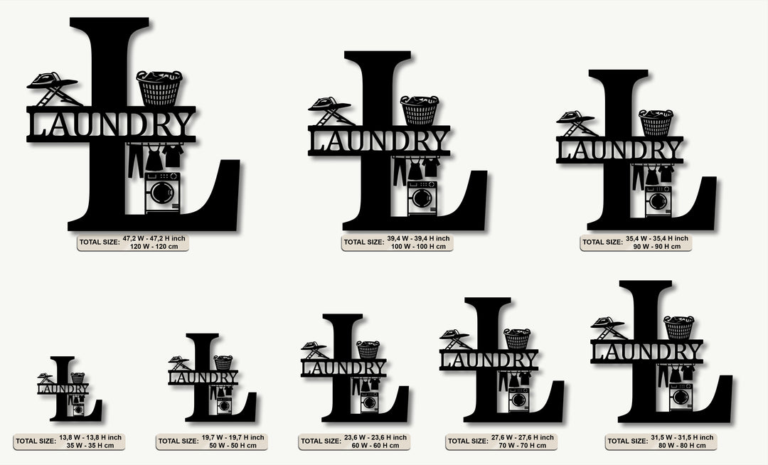 Personalized Laundry Room Monogram – Custom Initial Metal Wall Art