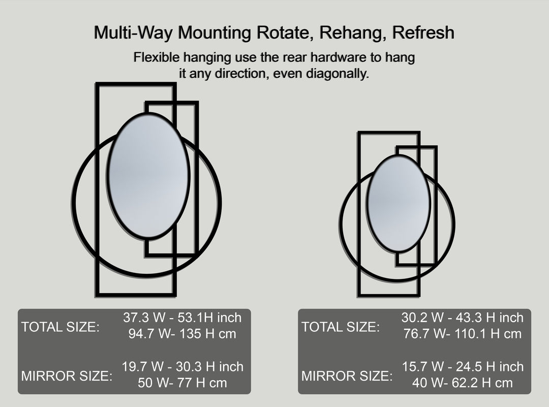 Intersected Rings + Frame Oval Wall Mirror – Modern Geometry Statement
