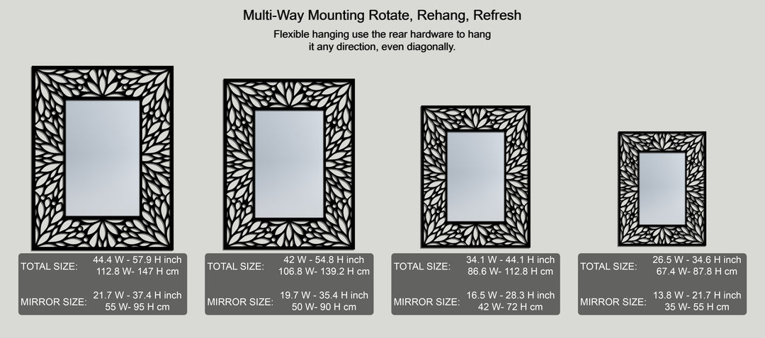 Intricate Floral Pattern Metal Wall Mirror – Elegant Decorative Frame Design