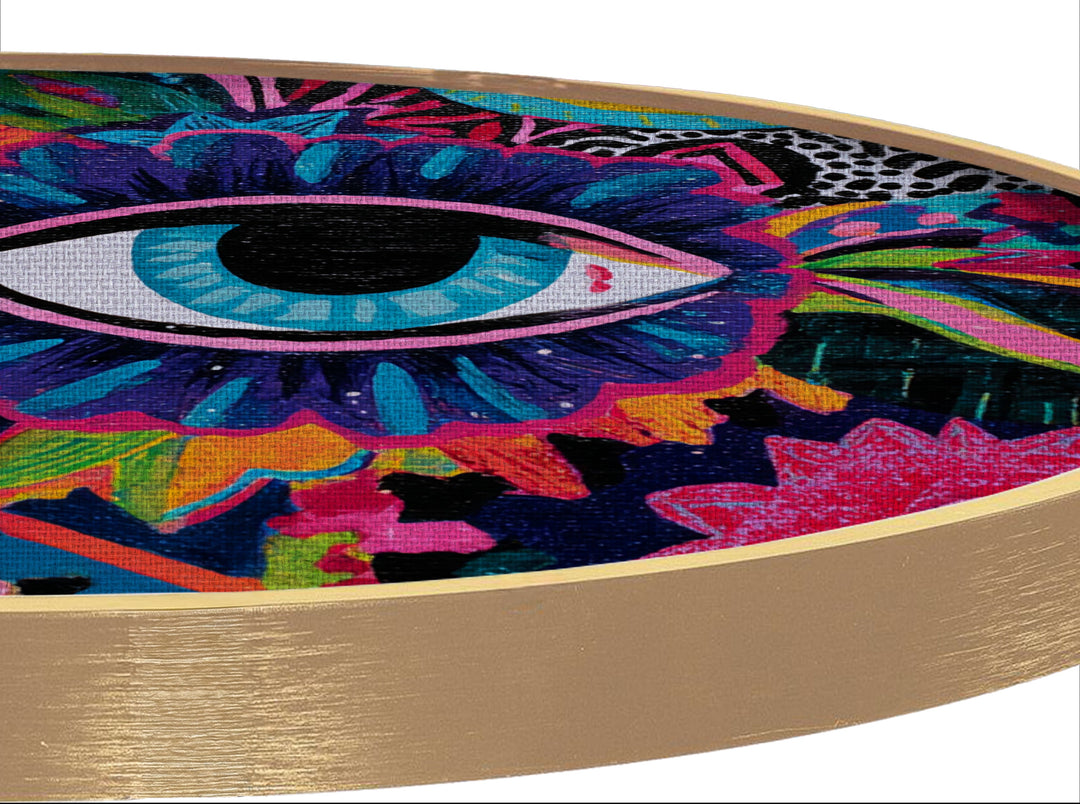 Colorful Eye Pop Art Round Canvas Print – Bold Abstract Wall Art