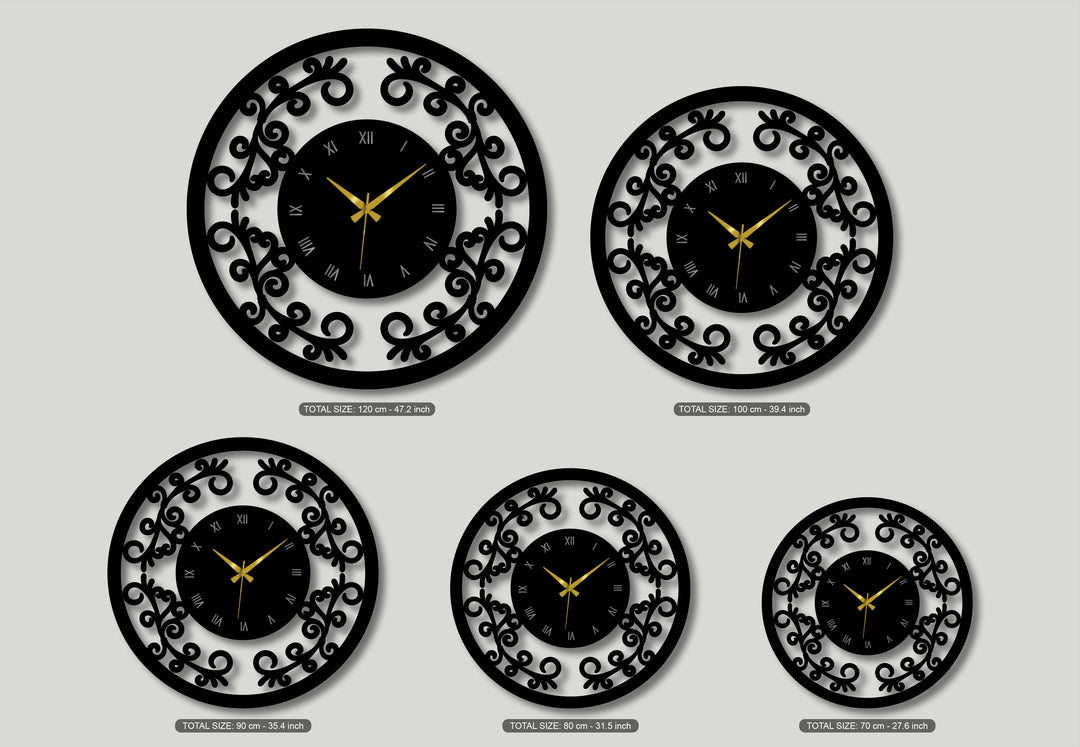 Ornamental Floral Frame Vintage Metal Wall Clock