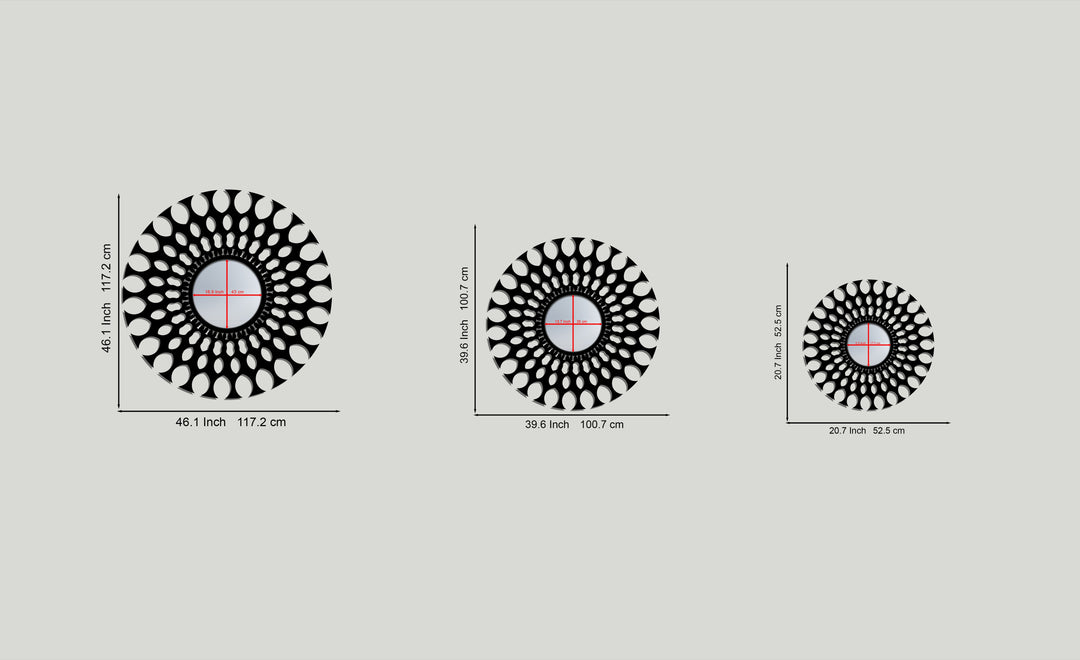 Radiant Pattern Round Decorative Wall Mirror – Modern Artistic Mirror Wall Decor