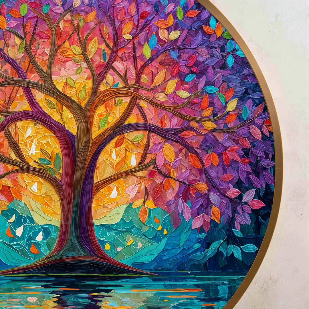 Árbol de espectro radiante: círculo abstracto colorido Cuadro al óleo