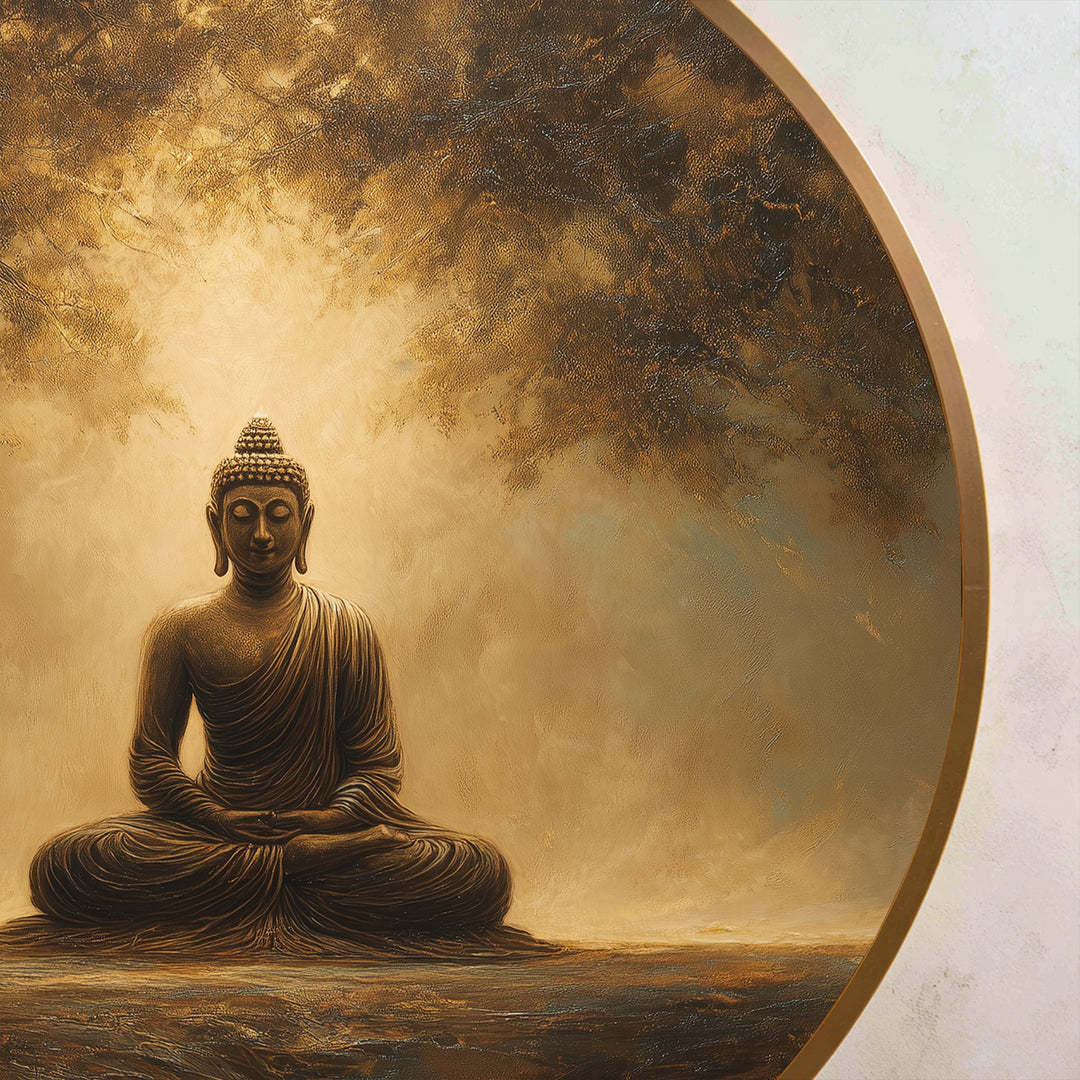 Quietud Dorada – Ronda de Buda Sereno Cuadro al óleo