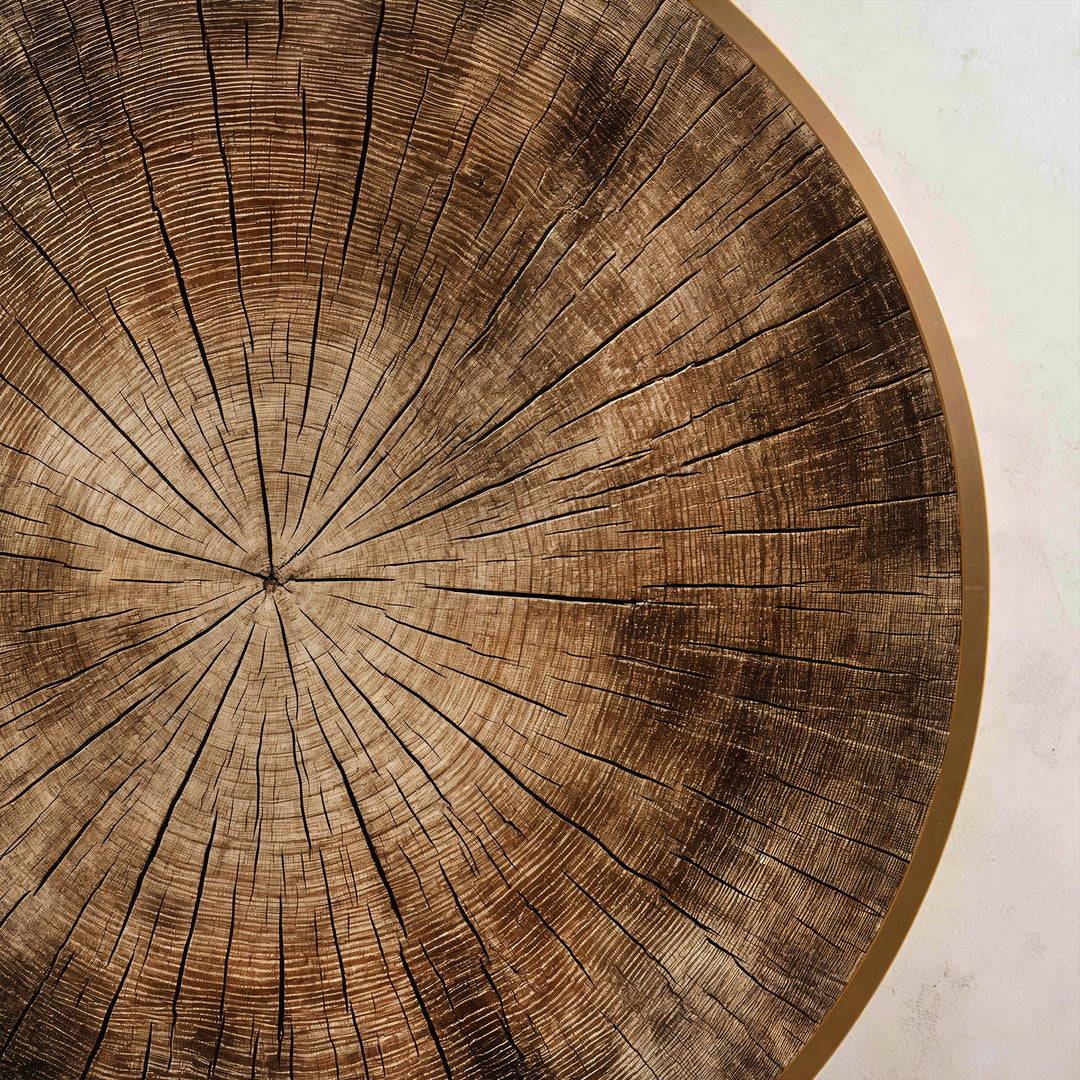 Timeless Growth – Natural Wood Texture Round Oil Painting