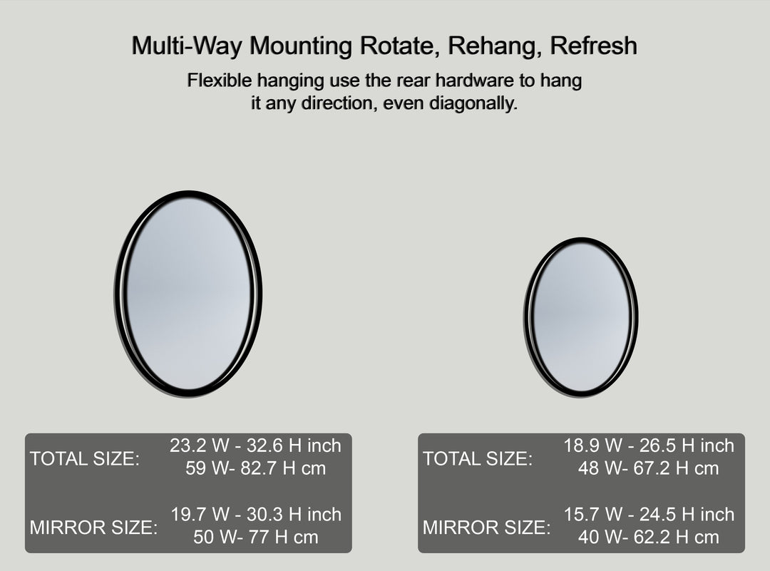 Minimalist Oval Wall Mirror with Clean Edge Frame