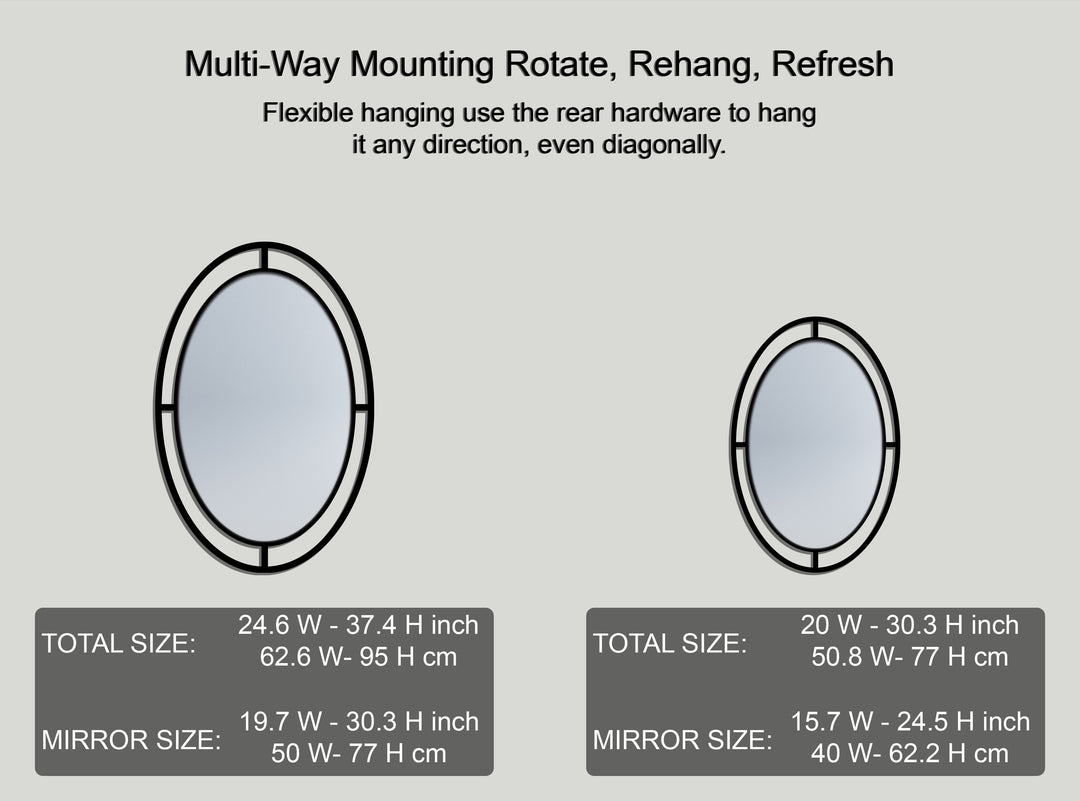 Modern Segment Frame Oval Wall Mirror – Architectural Style