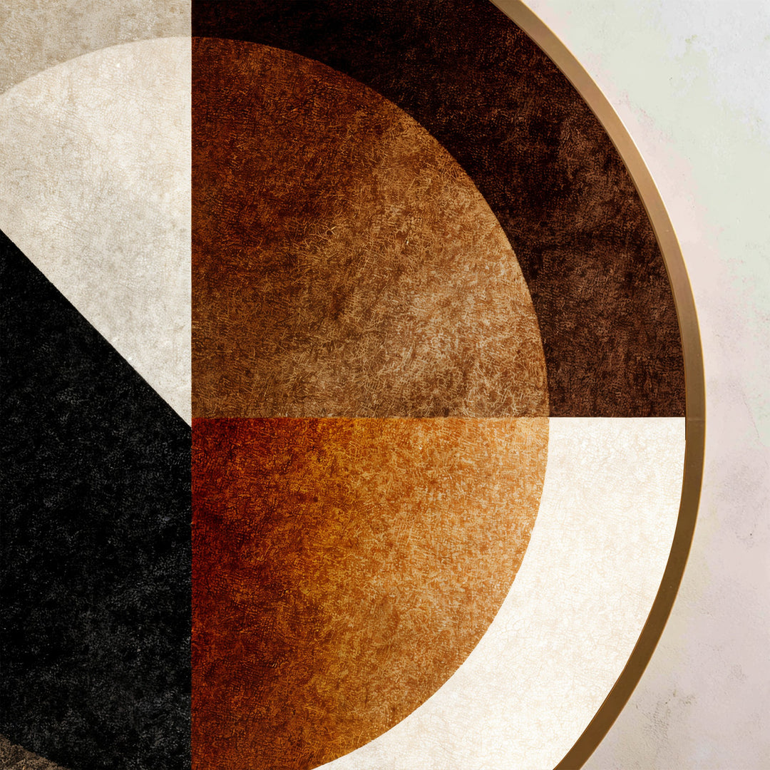 Armonía geométrica: composición circular abstracta Cuadro al óleo sobre madera