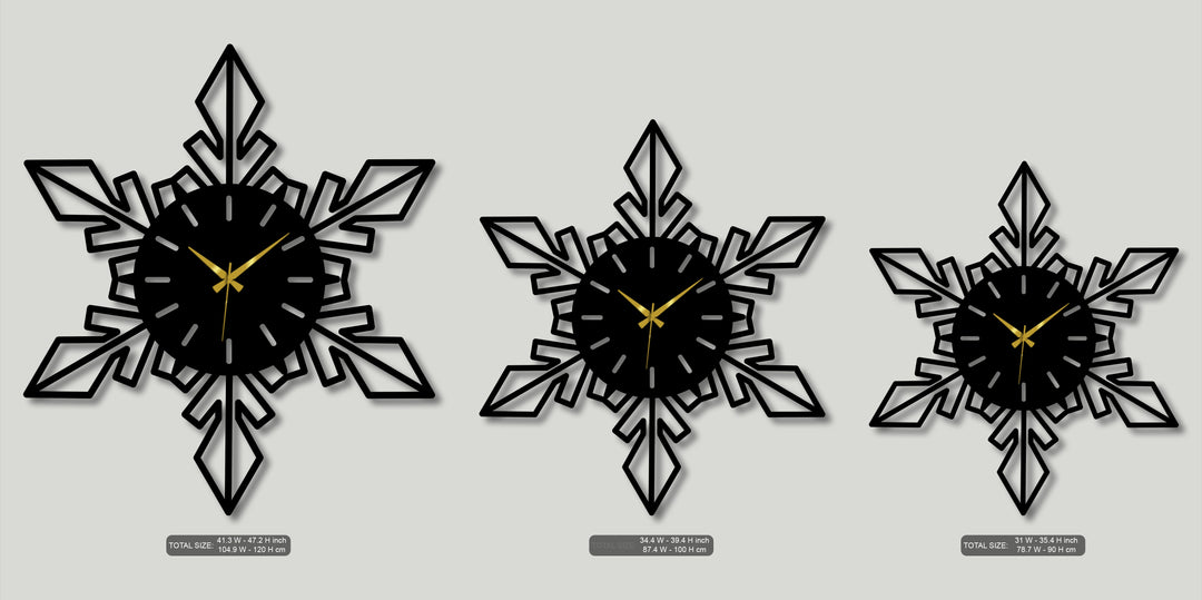 Snowflake Geometric Metal Wall Clock – Modern Winter Design
