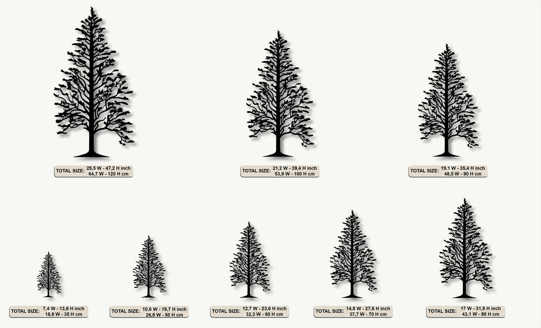 Majestic Pine Tree Silhouette Metal Wall Art – Nature-Inspired Forest Decor