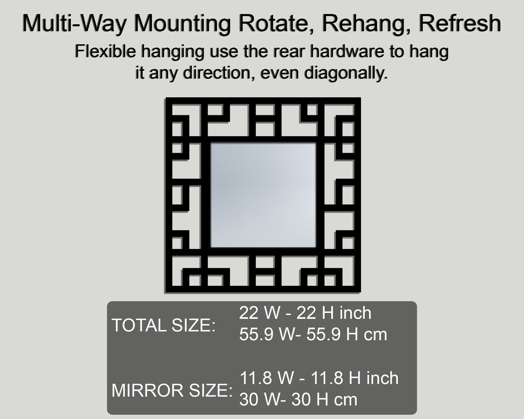 Greek Key Geometry – Square Metal Wall Mirror